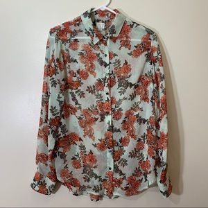 A New Day Sheer Floral Button-Down Blouse